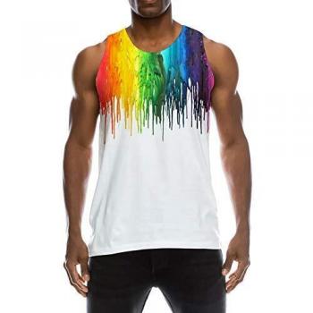 TUONROAD Camisetas de Tirantes para Hombres Tie Dye Divertida 3D Impreso Chaleco Tops Casual Multicolor Ligero Camisetas sin Mangas Deportivas Secado Rápido para Running Fitness Ejercicio Blanco- XXL