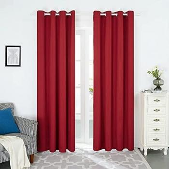 Deconovo Crotinas Dormitorio Infantil Aislamiento Térmico con Forro de Gris Plata 1 Par 140 x 260 cm Rojo
