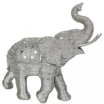 Figura Decorativa Elefante Plateado Romimex 39 x 35 x 15 cm