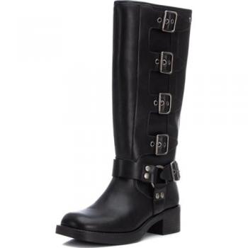 Bota de mujer XTI 143294 negra con cierre de cremallera, estilo motera, talla 38