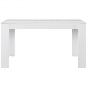 Conjunto de Mesa de Comedor Forssa 140x90 cm + 6 Sillas de Polipiel - Blanco y Marrón