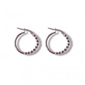Pendientes Aros de Plata Ley 925m Lisos con Mitad Bolas para Mujer, 17 mm