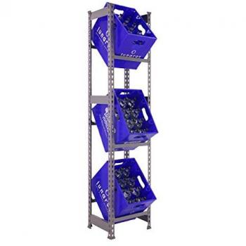 SimonRack Estantería para Cajas de Bebidas, 9 Cajas, 3 Baldas, Soporta 100 kg por balda, Dimensiones: 1800x400x300 mm, Sin tornillos, Color Gris