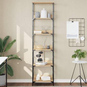 Estantería de madera ingeniería 50x33x188,5 cm Negro, Roble Sonoma, Roble ahumado Mueble Almacenaje Estantería para Oficina, Estudio, Dormitorio Estantería/Librería/ m