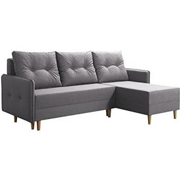 Sofá rinconero Muncie 101 con función de descanso y caja de ropa de cama, dimensiones 222x145x93cm