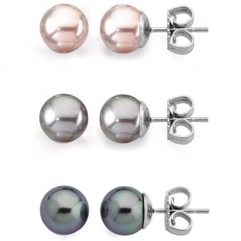 Set de pendientes Majorica de perlas multicolor y plata