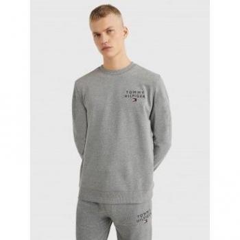 Tommy Hilfiger Men's Sustainable Casual Sweatshirt, Round Neck, Long Sleeve, Grey, XL