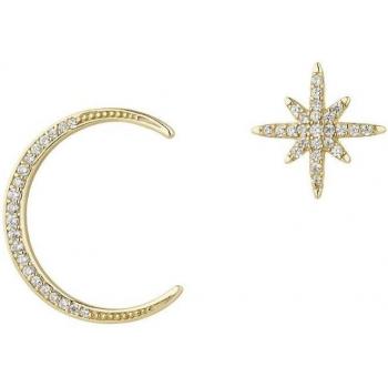 Pendientes Earcandy To the Moon & Back con diseño asimétrico de luna y estrella en Plata bañada en oro 18k