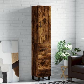 Aparador de madera contrachapada roble ahumado 34,5x34x180 cm Vidaxl Marrón