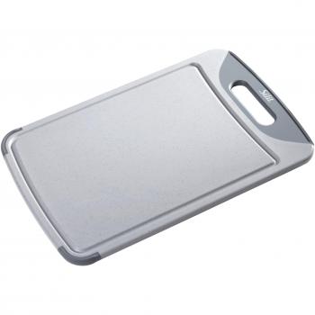 Silit Servieridee Tabla de Cortar con surco para líquidos y asa, Gris, 38 cm