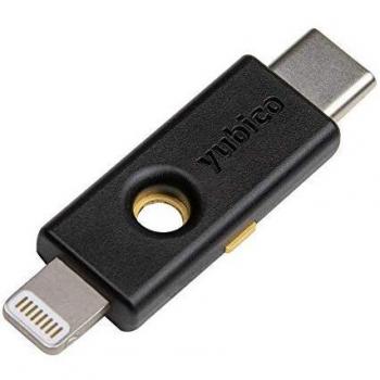 Yubico YubiKey 5Ci - Llave de Seguridad Física USB-C y Lightning, compatible con múltiples plataformas, autenticación de dos factores (2FA), resistente al agua y golpes, diseño compacto y portátil