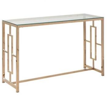 Consola Clotilde de Pascal Morabito - Cristal Templado y Acero Cobre - L120 x P40 x H78 cm