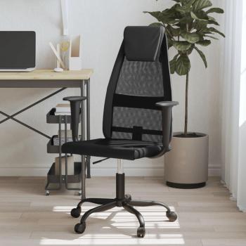 vidaXL Height Adjustable Office Chair Black Mesh Fabric and Faux Leather