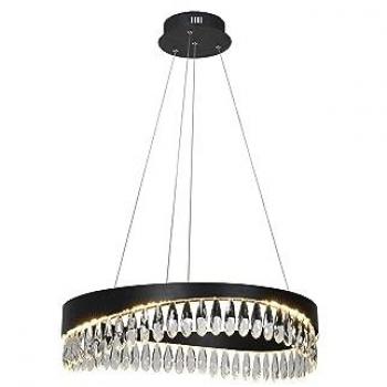 Lámpara Colgante Cilíndrica Selene Negro/Cristal Ø 60cm 3000K