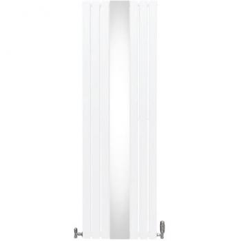Radiador Plano con Espejo y Válvulas Cromadas - 1800mm x 565mm - Blanco