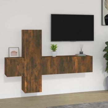Set de muebles para TV 3 piezas madera contrachapada roble ahumado 100x30x30 cm