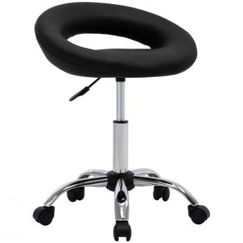 Silla de Trabajo con Ruedas en Cuero Sintético Negro