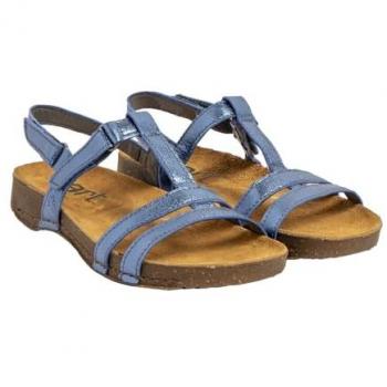 Sandalias Planas de Piel para Mujer I Breathe Azul con Velcro - Art 10946SB00003_0B0