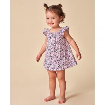 Vestido playa estampado flores rosa para niña bebé