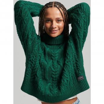 Superdry Jersey Vintage de Mujer con Cuello Alto y Detalle Trenzado