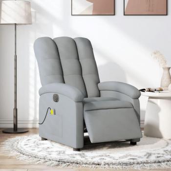 Sillón reclinable de masaje eléctrico en tela gris claro, gris oscuro y negro - vidaXL