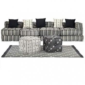 vidaXL Set Sofá Modular 16 Piezas Tela Rayas Asiento Sillón Mueble Salón Hogar