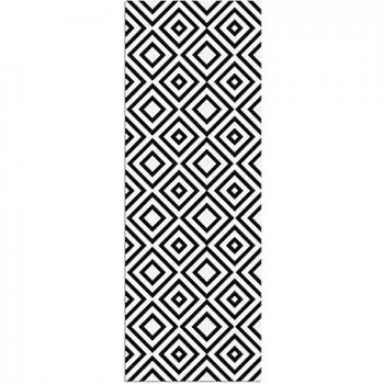 Alfombra Vinílica, Cuadriláteros, 140 x 50 x 0.2 cm, Color Negro y Blanco, ALV-029