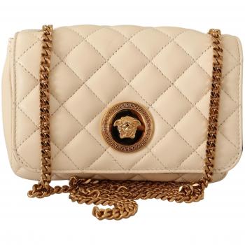 Versace White Nappa Leather Medusa Small Crossbody Bag