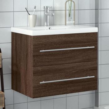 Mueble de baño con lavabo integrado marrón roble Vidaxl