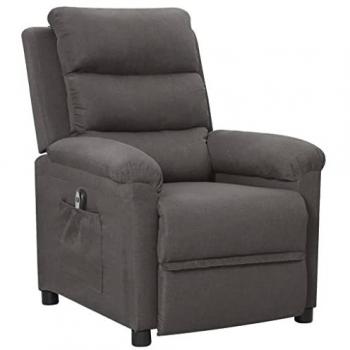 Sillón reclinable eléctrico de tela gris oscuro con reposapiés ajustable, ideal para sala de estar, salón u oficina