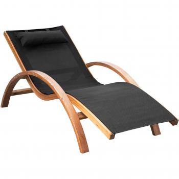 Tumbona Hamaca Outsunny Madera de Pino Negro 68x161x72 cm