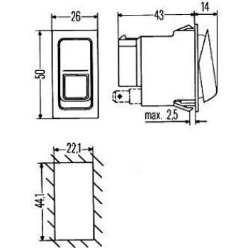 HELLA 6RH 007 832-331 Interruptor - Accionamiento por interruptor basculante - Var. equipamiento: II-I-0 - Número de conexiones: 3 - sin función de confort