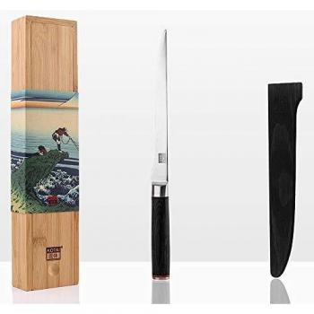 Cuchillo Fileteador KOTAI Pakka! 20 cm Acero Inox. Japonés 440C Mango de Pakka y Caja de Bambú