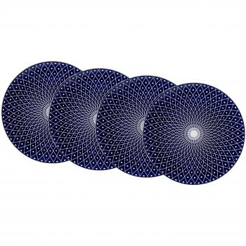 Ritzenhoff & Breker Speiseteller-Set Royal Reiko, 4-Teilig, 26,5 cm Durchmesser Vajilla, Porcelana, Azul/Blanco, 26.50 x 26.50 x 3.00 cm, 4 Unidades