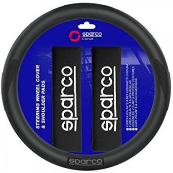 Cubierta del volante Sparco SPC1116KBK - Funda de volante, material resistente, diseño deportivo, fácil instalación, compatible con la mayoría de volantes