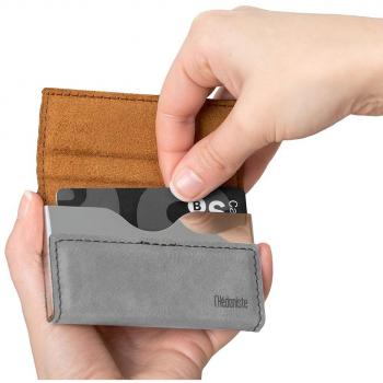 Balvi - Mini-cartera l'Hédoniste de polipiel. Tarjetero compacto para llevar tarjetas de crédito y otros documentos. Color: gris.