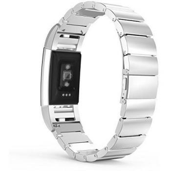 MoKo Fitbit Charge 2 Correa - Reemplazo SmartWatch Band de Reloj de Acero Inoxidable Bracelete con Hebilla Plegable de Doble Botnnes Pulsera para Fitbit Charge 2 Heart Rate + Fitness Pulsera