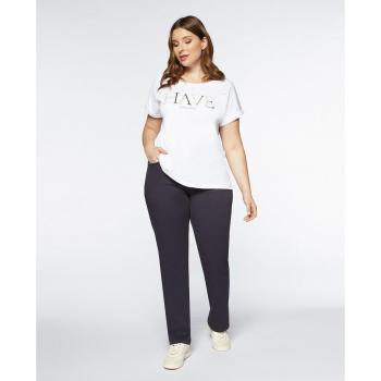 Pantalón recto de mujer cinco bolsillos en tejido liso