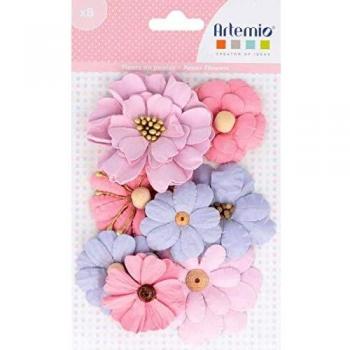 Flores de Papel con Perlas - 8 Unidades Artemio