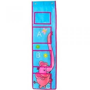 TE-Trend Niños Talla BAR Plástico Colgante Organizador 3 Bolsillos Con Bolso para Fotos para El Dormitorio Infantil 91 X 28CM
