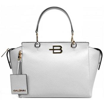 Baldinini Trend White Leather Di Calfskin Handbag - Leather handbag with zip closure and removable handles, female, white, size: ONE SIZE