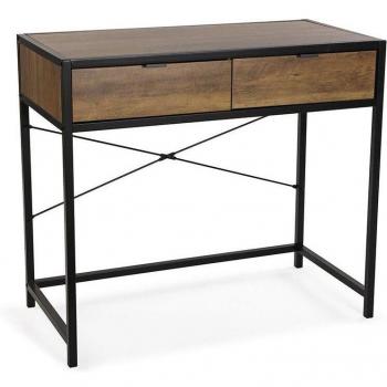 Versa Milu Mueble Recibidor Estrecho con 2 Cajones para la Entrada, Mesa Consola - Marrón y Negro