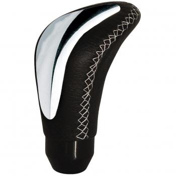 Simoni Racing GRP/E pomo del Cambio de Cuero, Negro, Cromo