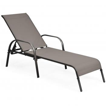 Adjustable Folding Patio Lounge Chairs (1 or 2-Pack) - Brown - Single