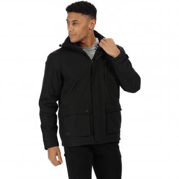 Regatta - Parka con Capucha y Forro Polar Impermeable para Hombre, Hombre, Color Negro, tamaño Large