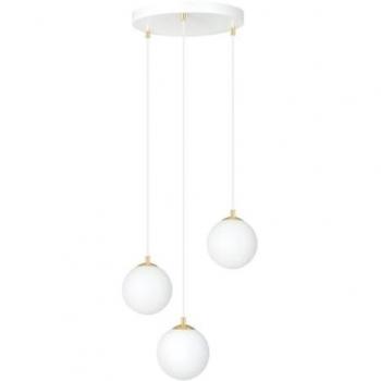 Lámpara de Suspensión Royal EPIKASA, Acero con recubrimiento en polvo y Vidrio, Blanco y Oro, 40x100x40 cm