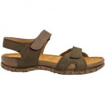 Sandalias Planas Unisex de Piel El Naturalista Tabernas Verde con Velcro (41)