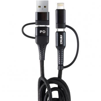 Cable USB Multikabel 3 en 1 Carga Rápida 100cm (USB-C, Lightning, USB-A) AMiO UC-15
