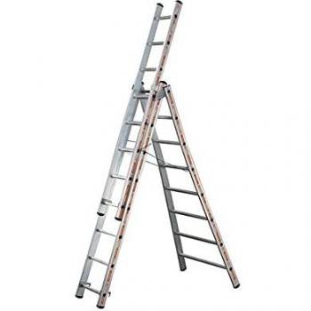 Escalera de Aluminio Profesional Pronor 3 Tramos Transformable 8+8+8 Peldaños - Acceso Altura 6,05m