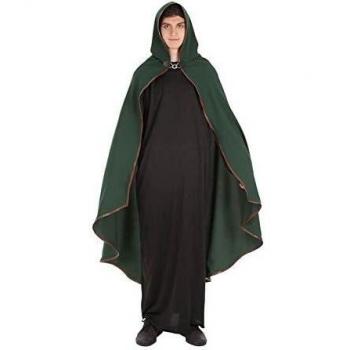 Capa Medieval Verde con Ribete de Piel T-XL para Adultos
